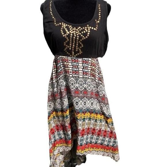 ANGIE, women's dress size M, black on top with, skirt multicolor. NWT - Picture 1 of 8